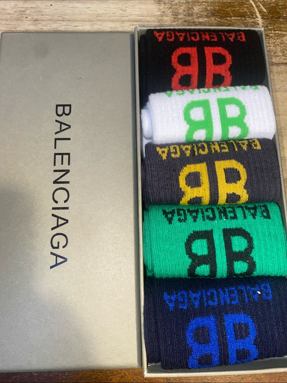 Balenciaga Men's Logo Crew Socks - Black, White, Gray, Green, Blue